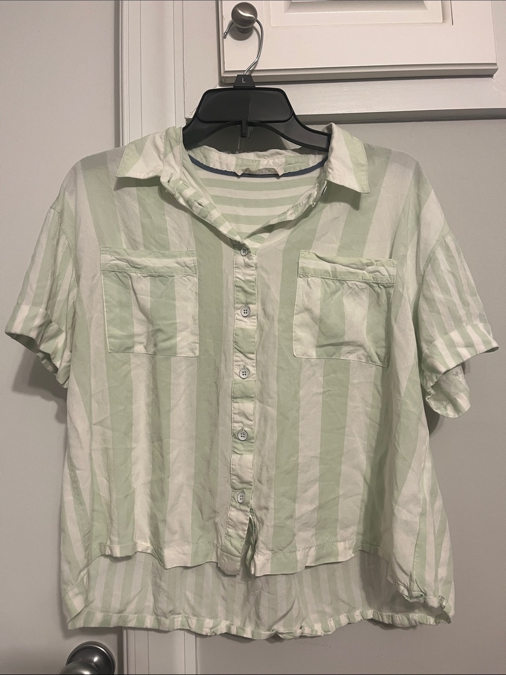 Jane and Delancey Mint Green & White Striped Button-Down Shirt